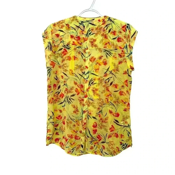 Pale Sky semi sheer, light, airy, flowy, cap sleeves, front pleats flora… - Picture 3 of 6